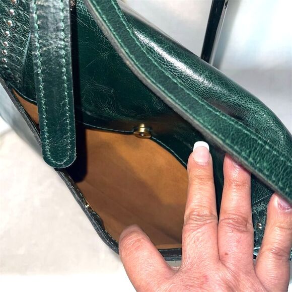 Patricia Nash Beaumont Dark Green Crossbody Bag Flap Tassel - Picture 9 of 15